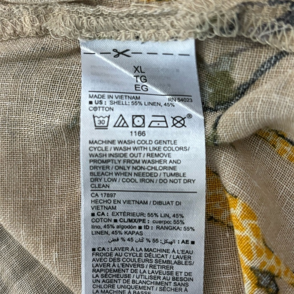 Old Navy Tan Linen Blend Safari Zoo Animal Cami Button Front Tank XL - Picture 5 of 7